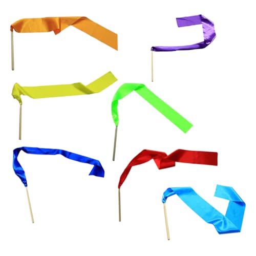Yardwe 7 Stück Rhythmische Bänder Tanzband Luftschlangen Tanzende Gymnastikbänder Kinder Tanzende Luftschlangen Tanzende Seidenbänder von Yardwe
