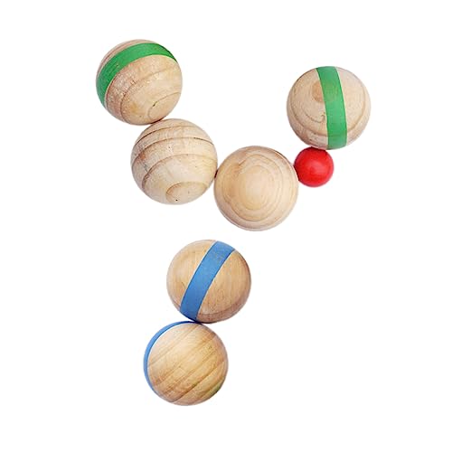 Yardwe 7st Schalen Aus Massivholz Outdoor-sportbälle Kindersportbälle Interaktive Bälle Kinderbälle Boccia Boccia-bälle Kreative Holzkugeln Graskugeln Bälle Im Freien von Yardwe