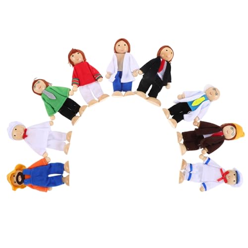 Yardwe 9-teiliges Puppenhaus-Familienset aus Holz, biegsame Mini-Figuren, Rollenspiel, bewegliche Puppe, pädagogische Actionfiguren für Kleinkinder, Geschichtenerzählspielzeug Yardwe 9-teiliges Puppenhaus-Familienset aus Holz, biegsame Mini-Figuren, Rollenspiel, bewegliche Puppe, pädagogische Actionfiguren für Kleinkinder, Geschichtenerzählspielzeug von Yardwe