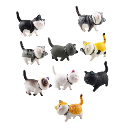 Yardwe 9St Katze Miniatur Feengarten-Accessoires realistisches Kätzchenspielzeug Spielzeug mit Katzenfiguren bürodeko büro Dekoration draussen schmücken Puppe Modell Kind Zubehör PVC von Yardwe