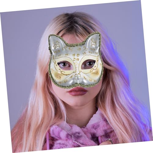 Yardwe Halbgesichts Katzenmaske Weiß für Halloween Cosplay Party Karneval Kostüm Zubehör Unisex Realistisch und Passend für Viele Gelegenheiten Yardwe Halbgesichts Katzenmaske Weiß für Halloween Cosplay Party Karneval Kostüm Zubehör Unisex Realistisch und Passend für Viele Gelegenheiten von Yardwe