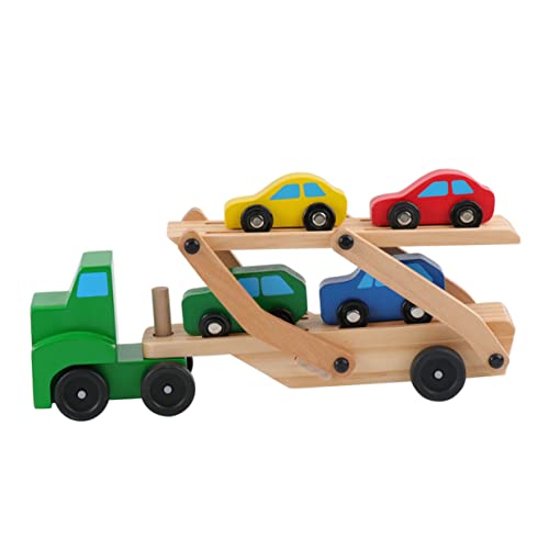 Yardwe Holz Doppelschicht äger Spielzeug Für Kinder Kognitive Interaktive Lernspielzeug Baustellen LKW Großes Spielzeugauto Frühe Pädagogik Zufällige Farbe von Yardwe