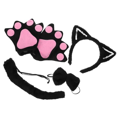 Yardwe Katzenohren Haarreif mit Plüschschwanz und Schleife Cosplay Kostüm Zubehör für Damen sowie Schwarzer Handschuhe Süßer Tierohren Kopfschmuck für Partys und Tier Mottopartys Yardwe Katzenohren Haarreif mit Plüschschwanz und Schleife Cosplay Kostüm Zubehör für Damen sowie Schwarzer Handschuhe Süßer Tierohren Kopfschmuck für Partys und Tier Mottopartys von Yardwe