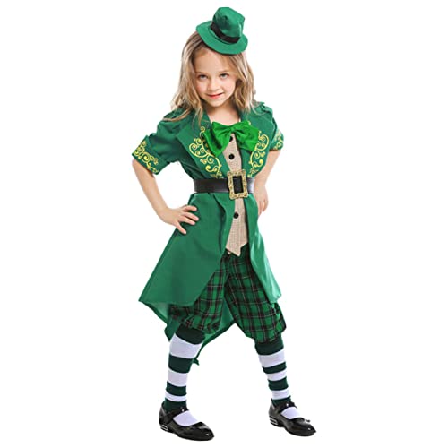 Yardwe Leprechaun Kostüm Grün Patrick's Day Outfit mit Hut und Hose Feenkostüm für Mädchen Halloween Party Fancy Dress Up Bequem Stilvoll und Leicht Anzuziehen Yardwe Leprechaun Kostüm Grün Patrick's Day Outfit mit Hut und Hose Feenkostüm für Mädchen Halloween Party Fancy Dress Up Bequem Stilvoll und Leicht Anzuziehen von Yardwe