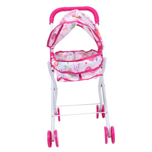 Yardwe Simulationswagen Babypuppen-Rollenspielspielzeug Spielzeug-Regenschirm-Kinderwagen Kinderwagen Spielzeug Puppenwagen Spielzeug Puppenhaus-Kinderwagen Mini-Hauskinderwagen Rosa von Yardwe