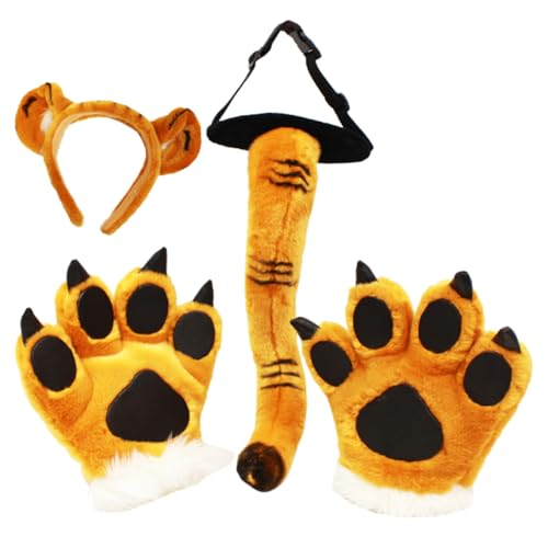 Yardwe Tiger Kostüm Set mit Plüsch Ohren Haarreif und Pfotenhandschuhen Leichtes Cosplay Zubehör für Halloween Karneval Theater und Kostümpartys Yardwe Tiger Kostüm Set mit Plüsch Ohren Haarreif und Pfotenhandschuhen Leichtes Cosplay Zubehör für Halloween Karneval Theater und Kostümpartys von Yardwe