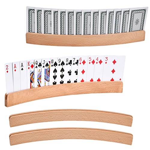 Yasmous Spielkartenhalter 4er-Set Holz Karten Halter Holz Stehender Freisprech Spielkartenständer Pokerhalter für Kinder Erwachsene Senioren von Yasmous