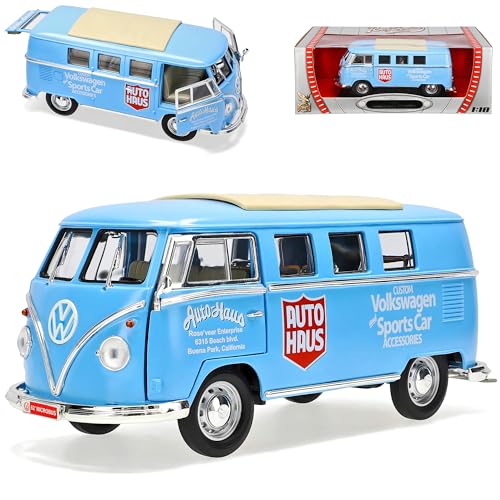 Yatming Volkwagen Buli T1 Bus 1962 AutoHaus Blau Sports Car 1/18 Modell Auto mit individiuellem Wunschkennzeichen von Dttra