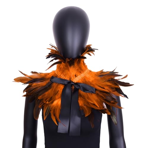 Pfau Kostüm Damen, Feder Umhang Cape, Gothic federboa Achselzucken Schalkragen Cape Schal Choker Kragen Fasching Kostüm Bühne Damen Feder Umhang Fliege Kragen für Fasching Karneval Party (G) von Yavitality