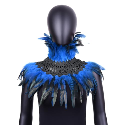 Pfau Kostüm Damen,Feder Umhang Cape,Gothic federboa Achselzucken Schalkragen Cape Schal Choker Kragen Fasching Kostüm Bühne Damen Feder Umhang Fliege Kragen (G) von Yavitality