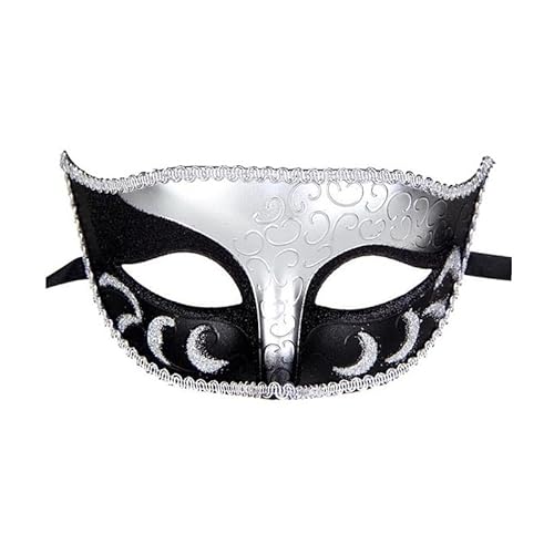 Yavitality 2 Stück Damen Herren Venezianischen Maske Venezianischen Masquerade Maske Maskerade-Maske Für Halloween-Party, Karneval, Maskarade-Ball (Black+Silver) von Yavitality