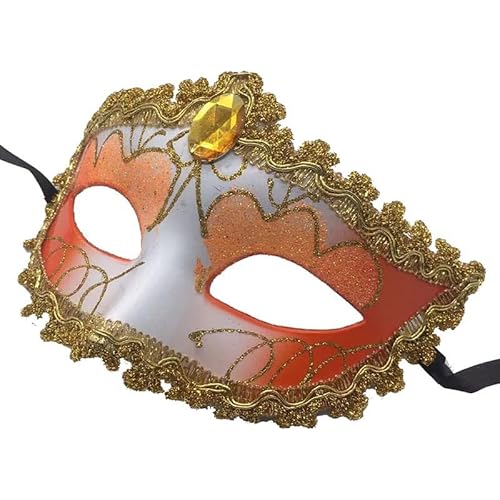 Yavitality 2 Stück Damen Herren Venezianischen Maske Venezianischen Masquerade Maske Maskerade-Maske Für Halloween-Party, Karneval, Maskarade-Ball (Orange) von Yavitality