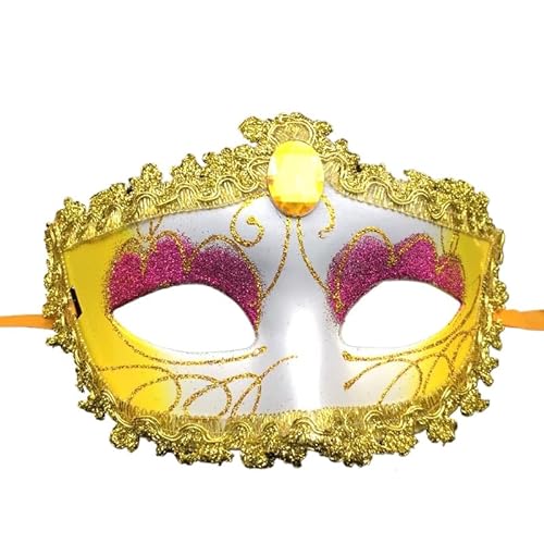 Yavitality 2 Stück Damen Herren Venezianischen Maske Venezianischen Masquerade Maske Maskerade-Maske Für Halloween-Party, Karneval, Maskarade-Ball (Yellow) von Yavitality