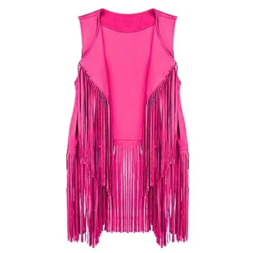 Yavitality Hippie Kostüm Damen Set Fransen ärmellos Weste Hippie Kleidung 60er 70er Jahre Bekleidung Mädchen Disco Outfit Braun Fransenweste Damen Bolero Karneval Faschingskostüme (4,M) von Yavitality