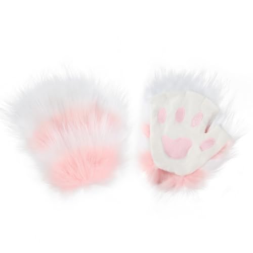 Yavitality Pelzige Faux Tier Cosplay Fingerlose Handschuhe Bär Wolf Pfoten Niedliche Katze Handschuhe Winterhandschuhe Eine Größe (6) von Yavitality