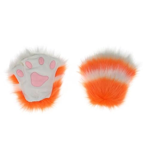 Yavitality Pelzige Faux Tier Cosplay Fingerlose Handschuhe Bär Wolf Pfoten Niedliche Katze Handschuhe Winterhandschuhe Eine Größe (7) von Yavitality