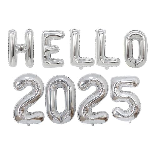 16 Zoll Hallo 2025 Neujahrs ballon, 2025 Neujahrs-Party ballons dekorative Requisiten, Aluminium folien ballons Layout-Zubehör Ornamente von Yawdil