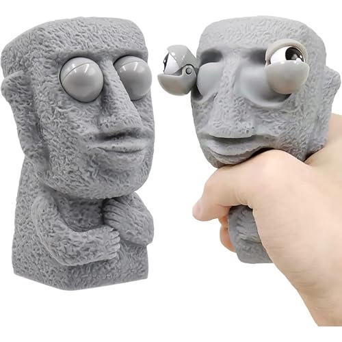 1PC Moai Statue Stress Reliever Toy Slow Rebound Squeezable Eyes Quirky Expression Kids Gift Stone Man Stress Release von Yawdil