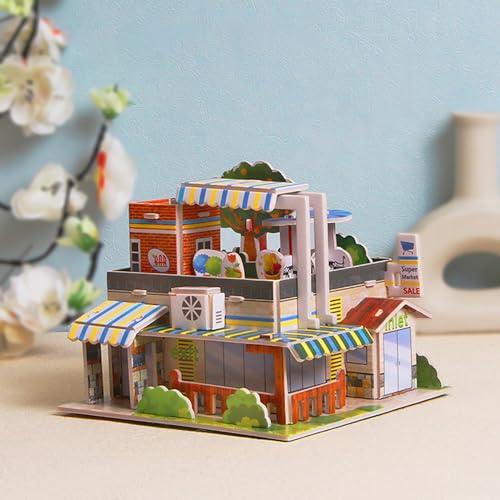 3D Cartoon Haus Schloss Puzzle, DIY Handgemachtes Gebäude Modell Puzzle, 3D Puzzle Haus Modellbau für Desktop Dekoration von Yawdil