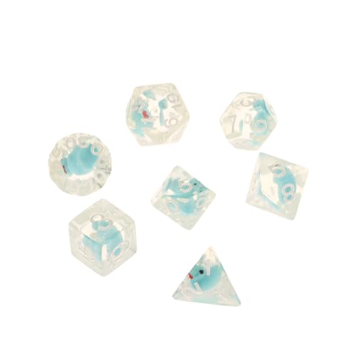 7 Stück Harz würfel Set Polyed RAL Inline Tier Enten D4 D6 D8 D10 D12 D20 Würfel für Brettkarten und Tabletop Spiele Mathe Spiele von Yawdil