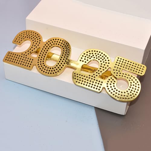 Yawdil 2025 Anzahl Brillen Frohes Neues Jahr Brillen Diamant Glitzer Brillen Cosplay Prop Xmas Party Dekoration Lustige Gläser von Yawdil