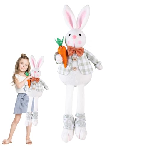 Yazhenz Hase Stofftier,Gefüllter Osterhase,Niedliches langbeiniges Kaninchen-Plüschtier hält Karotte/Blume - 19,48 Zoll weiches Kissen, kuscheliges sitzendes Kaninchen, Heimdekoration für Ostern, von Yazhenz