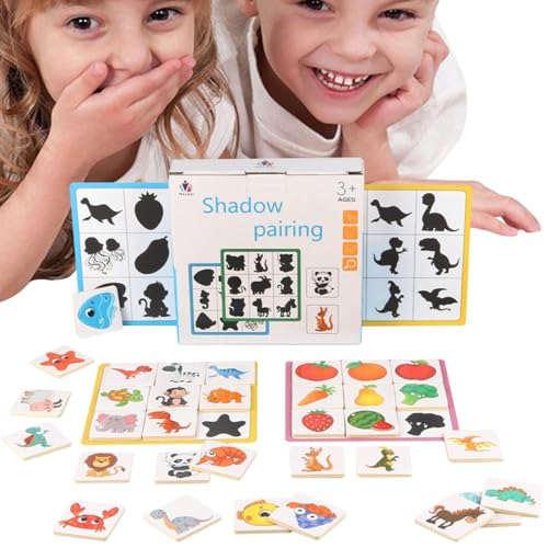 Yazhenz Kleinkind-Matching-Spiel, Formsortierspielzeug - Schatten-passendes Lernspielzeug - Kinder-Memory-Spiel, lustige Tiere, Früchte, Blöcke, Rätsel für den Vorschulkindergarten von Yazhenz