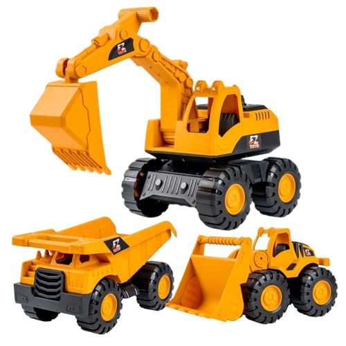 3 Stück Bagger Spielzeug, Pädagogischer Bagger Bagger, Traktor Bulldozer Diecast Vehicle, Baustellenfahrzeuge Kinder, Big Scoop Bagger Kinderspielzeug, Kleinkindspielzeug für Sandkasten von Yaztauho