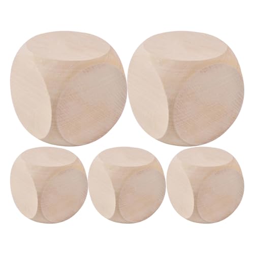 Holzwürfel Blanko, 5 Stück Holzwürfel Würfel, Würfel Blank, 60mm Würfel Spielwürfel, Blanko Würfel für D IY Kunst, Blankowürfel, 6-seitige Leere Würfel, Würfel mit runden Ecken, unvollendete Würfel von Yaztauho