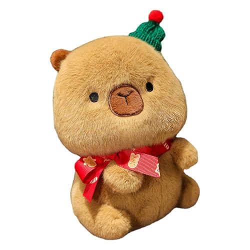 Yaztauho Gefülltes Capybara-Spielzeug, Capybara-Puppe,Capybara Gefüllte Plüschfigur - Kuscheliges Weihnachts-Plüschfiguren-Spielzeug, umarmbare Stofftierpuppe für die Weihnachtsfeier von Yaztauho