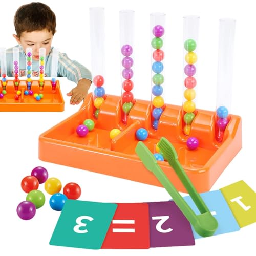 Yaztauho Perlenpassungsspiel, Perlenzählspielzeug - Perlen -Sequenzierung Spielzeugsatz,Nummer Crunching Clip Perlen Matching Game, passender Stacker, Spielzeug für Kinder mit Feinmotorik zählen von Yaztauho