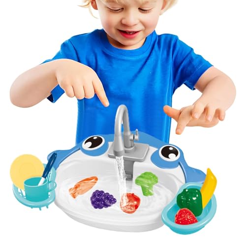 Yaztauho Pretend Play Küchenspüle,Spielküchenspüle Spielzeug,Rollenspiel-Küchenset - Automatisches Küchenspülspielzeug mit verbessertem echten Wasserhahn und Spielgeschirr für Kleinkinder von Yaztauho