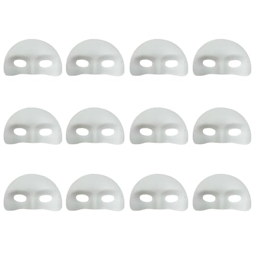 Yaztauho Überstreichbare weiße Gesichtsmaske, weiße Gesichtsmaske für Graffiti - 12 Stück Halbgesichtsmasken | Leere Graffiti-Maske, Farbmaske für Karneval, Cosplay, Maskerade von Yaztauho