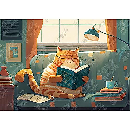 Puzzle mit 1000 Teilen: Katze und Bücher von Yazz puzzle