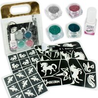 Glitzer-Tattoo-Set "Einhorn", 41-teilig von Ybody