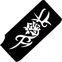 Tribal Rose - XL selbstklebende Tattoovorlage. 10,5x5 für Glitzertattoos und Airbrushornamente von Ybody