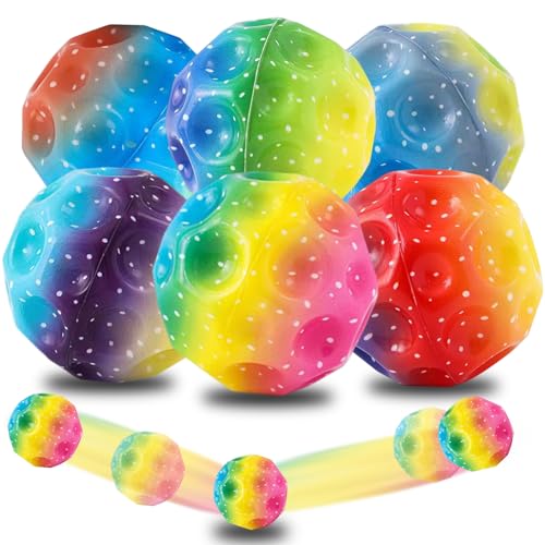 Ycaaeo 6 Stück Jump Ball Flummiball High Bouncing Galaxy Moon Spaceballs Leuchtender Springball für Kinder Outdoor & Indoor von Ycaaeo