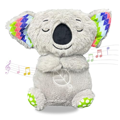 Ycaaeo Schlummer Koala Kuscheltier Einstellbar Mit Atembewegung, Musik Und Warmes Licht, Herzschlag Kuscheltier Schlummer Tier Schlaf Koala Beruhigender KoalabäR Huggee Koala Atmendes Kuscheltier von Ycaaeo