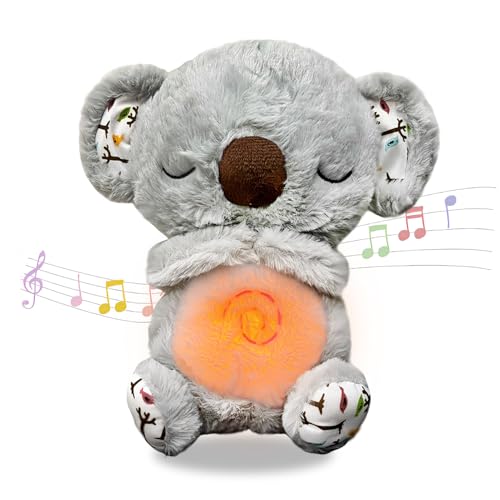 Ycaaeo Schlummer Koala,Schlummer Kuscheltier mit Atembewegung & Musik & Licht,Beruhigender Koalabär Einschlafhilfe Kuscheltier für Kinder Erwachsener von Ycaaeo