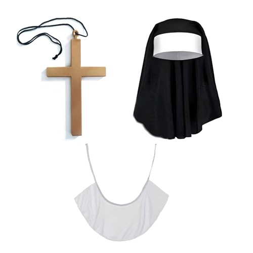 Ycfish 3 Stück Nonne Dress Up, Halloween Nonne Kostüm Zubehör, Nonne Kostüme für Frauen, Nonne Kopfbedeckung, Halskette Zubehör, für Halloween Cosplay Zubehör Ycfish 3 Stück Nonne Dress Up, Halloween Nonne Kostüm Zubehör, Nonne Kostüme für Frauen, Nonne Kopfbedeckung, Halskette Zubehör, für Halloween Cosplay Zubehör von Ycfish