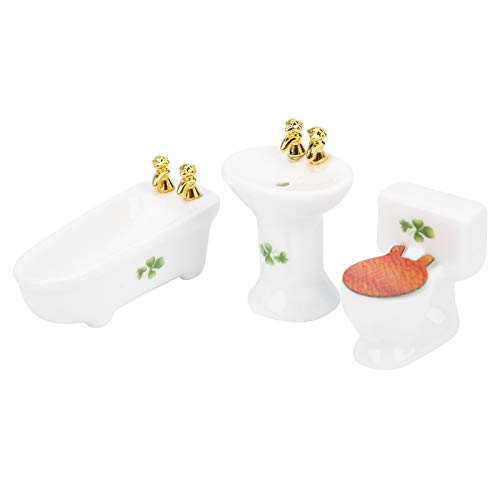 Hochwertige Prägnante Struktur, Exquisites Design, 1/24 Puppenhaus-Badewanne, Puppenhaus-Badezimmer-Set, für , Geschenke, Mädchen, (Klee mit 4 Blättern) von Yctze