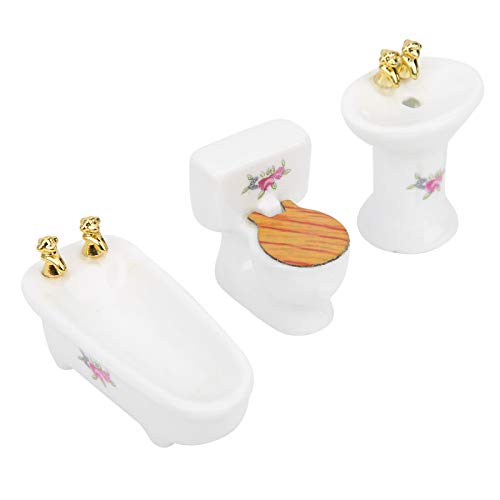 Hochwertige Prägnante Struktur, Exquisites Design, 1/24 Puppenhaus-Badewanne, Puppenhaus-Badezimmer-Set, für , Geschenke, Mädchen, (Rose) von Yctze