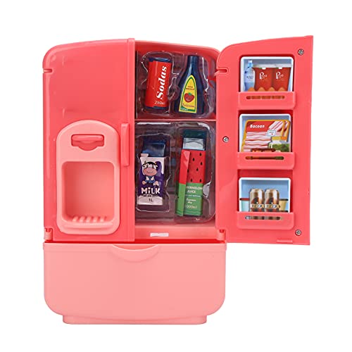 Yctze Mini-Kühlschrank-Spielzeug, Rosa, Küchenspielzeug-Set, Kinderspielhaus-Spielzeug, Doppeltür, Intelligenter Kühlschrank, Simulation, Kinderspielzeug von Yctze