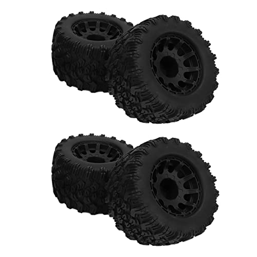 Yctze 4 Stück Schwarze 12-mm-Sechskant-RC-Truck-Reifen aus Gummi und Kunststoff für Redcat I HSP 1/10 Sc Trucks RC-Zubehör für Verbesserte Leistung von Yctze