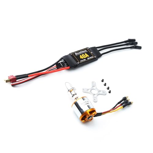 Yctze Bürstenloser Motor, RC-Motor ESC Elektronischer Geschwindigkeitsreglermotor mit 3,5-mm-Bananenkopf-T-Stecker für RC (2300 kV und ESC) von Yctze