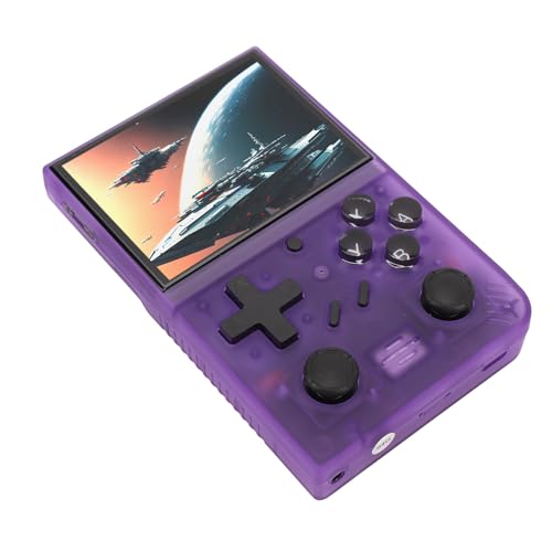 Yctze Handheld-Spielekonsole, 3,5-Zoll-IPS-Bildschirm, Integrierte 64-GB-Speicherkarte, 3000-mAh-Akku, Unterstützt 10 Emulatoren, Zarte Textur, 360-Grad-Drehung, Unabhängige (Purple) von Yctze