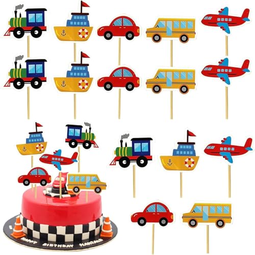30 Stück Transport Tortendeko Geburtstag,Zug Schiff Auto Bus Flugzeug Kuchen Deko,Kuchenaufsatz,Muffin Geburtstag Deko,Cupcake Topper,Cake Decoration für Junge Mädchen Themen Kindergeburtstag Party 30 Stück Transport Tortendeko Geburtstag,Zug Schiff Auto Bus Flugzeug Kuchen Deko,Kuchenaufsatz,Muffin Geburtstag Deko,Cupcake Topper,Cake Decoration für Junge Mädchen Themen Kindergeburtstag Party von YeahBoom