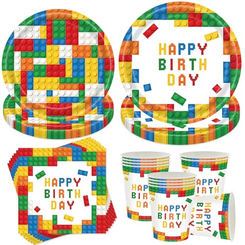 50 Stück Baustein Partygeschirr Set,Baustein Geburtstagsparty Papiergeschirr,Partygeschirr Kindergeburtstag,Geburtstag Party Geschirr Set für 10 Gäste 50 Stück Baustein Partygeschirr Set,Baustein Geburtstagsparty Papiergeschirr,Partygeschirr Kindergeburtstag,Geburtstag Party Geschirr Set für 10 Gäste von YeahBoom