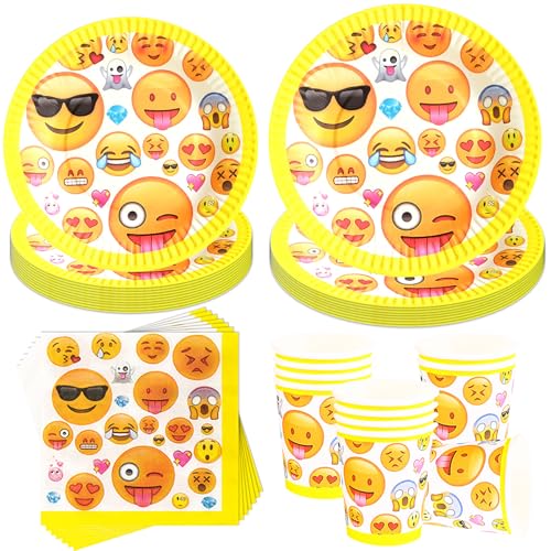 50 Stück Emoji Partygeschirr Set,Geburtstag Party Geschirr Set,Deko Partyzubehör Pappteller Set,Partygeschirr Kindergeburtstag,Mit Teller Becher Servietten,Party Geschirr für 10 Gäste 50 Stück Emoji Partygeschirr Set,Geburtstag Party Geschirr Set,Deko Partyzubehör Pappteller Set,Partygeschirr Kindergeburtstag,Mit Teller Becher Servietten,Party Geschirr für 10 Gäste von YeahBoom