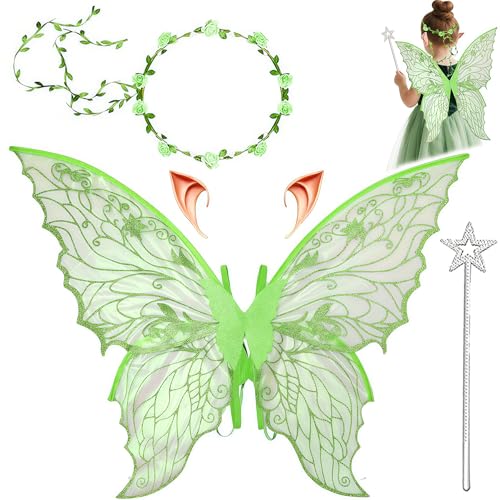 Feenflügel Kostüm,Feenflügel Erwachsene,Schmetterlingsflügel mit Elfenohren,Fee Stirnband und Sterne Feenstäbe,Prinzessinnenflügel Damen,Geeignet Fasching Karneval Geburtstag Cosplay Party Halloween Feenflügel Kostüm,Feenflügel Erwachsene,Schmetterlingsflügel mit Elfenohren,Fee Stirnband und Sterne Feenstäbe,Prinzessinnenflügel Damen,Geeignet Fasching Karneval Geburtstag Cosplay Party Halloween von YeahBoom